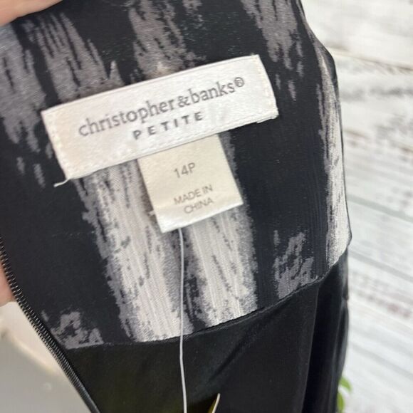 Christopher & Banks Skirt size 14 Petite Black Gray Sheer Pleated Above Knee - Picture 10 of 10